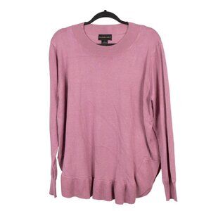 Allegra Gold Sweater L New Dusty Purple Ruffle Hem Grammcore Stretch Cozy Tunic